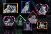 Custom crystal keepsake engraved with a pet's photo, from Memirova's Pet Keepsakes collection